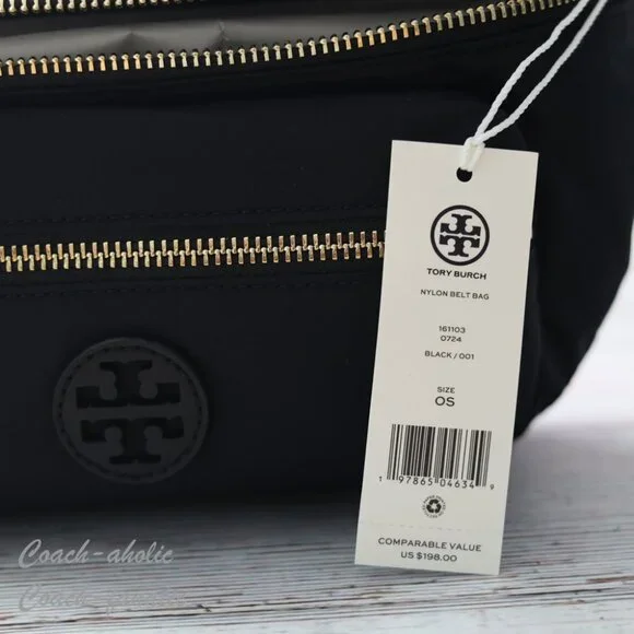 NWT Tory Burch Nylon Belt Bag Fanny Pack Crossbody in Black - Picture 9 of 11